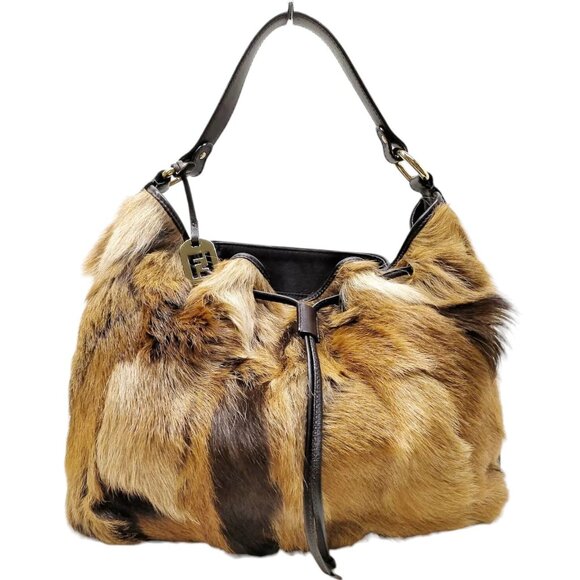 Fendi Handbags - 503385AT (S6) Fendi Shoulder Bag Brown Leather